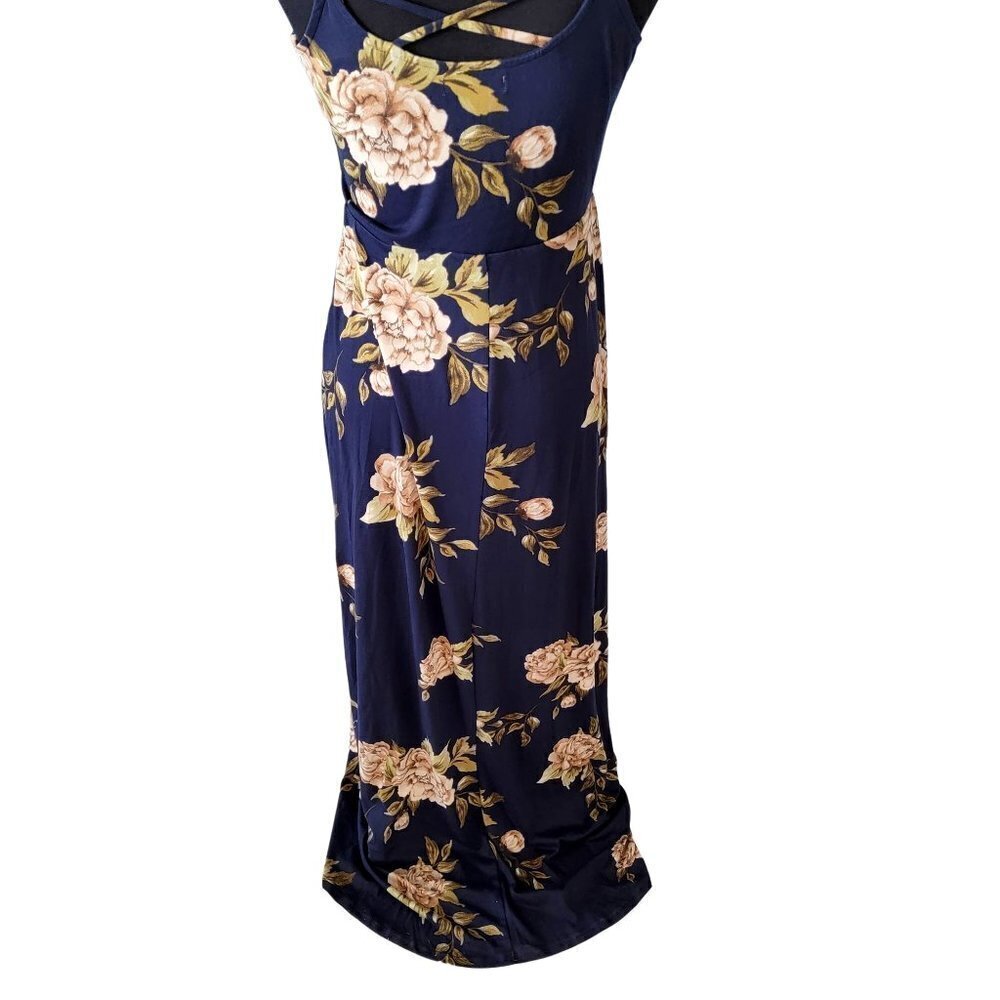 Nine Britton Jersey Knit Navy Floral Maxi Dress Size Medium - Picture 5 of 12